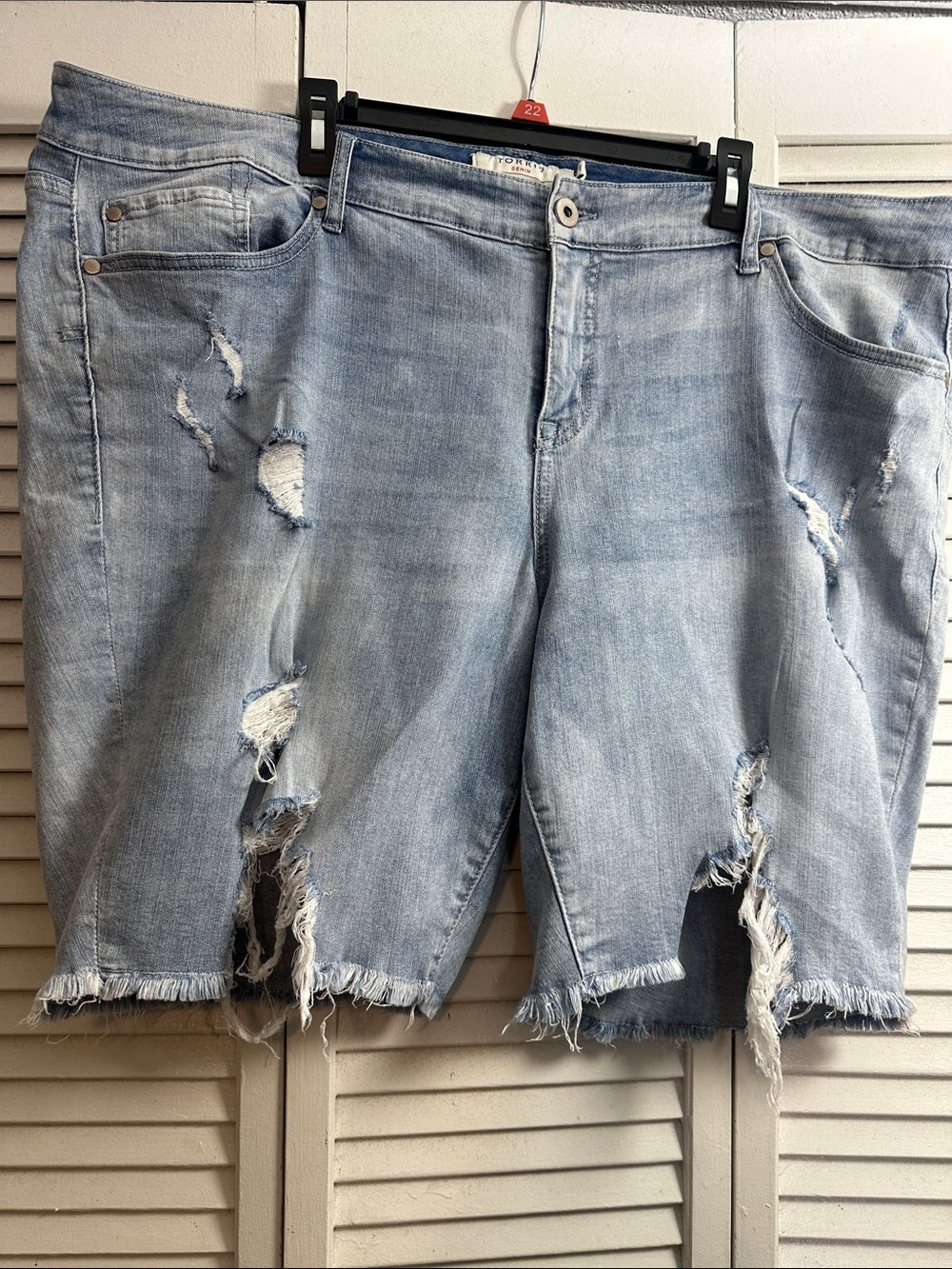 Light Blue Distressed Denim Cutoff Shorts